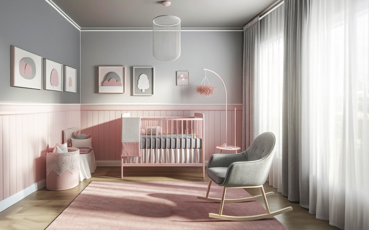 Babykamer roze en grijs