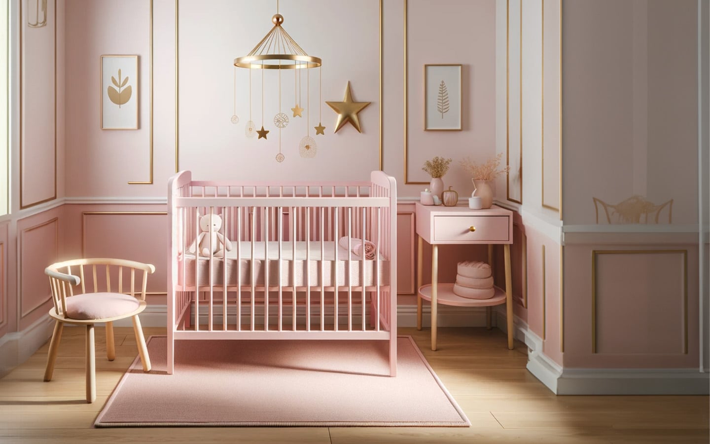 Babykamer roze goud