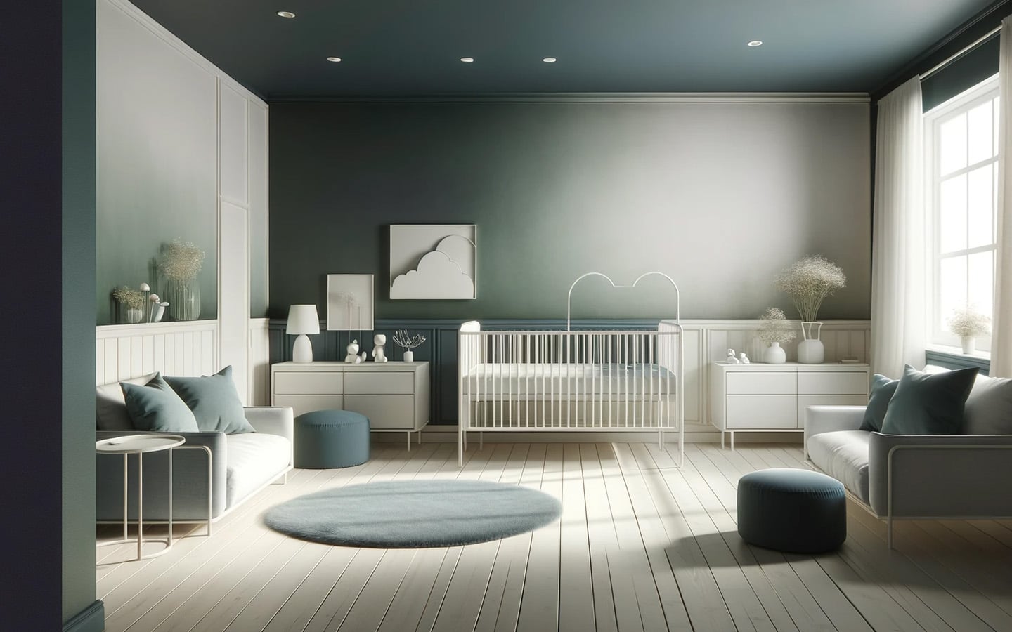 Babykamer met groen en blauw