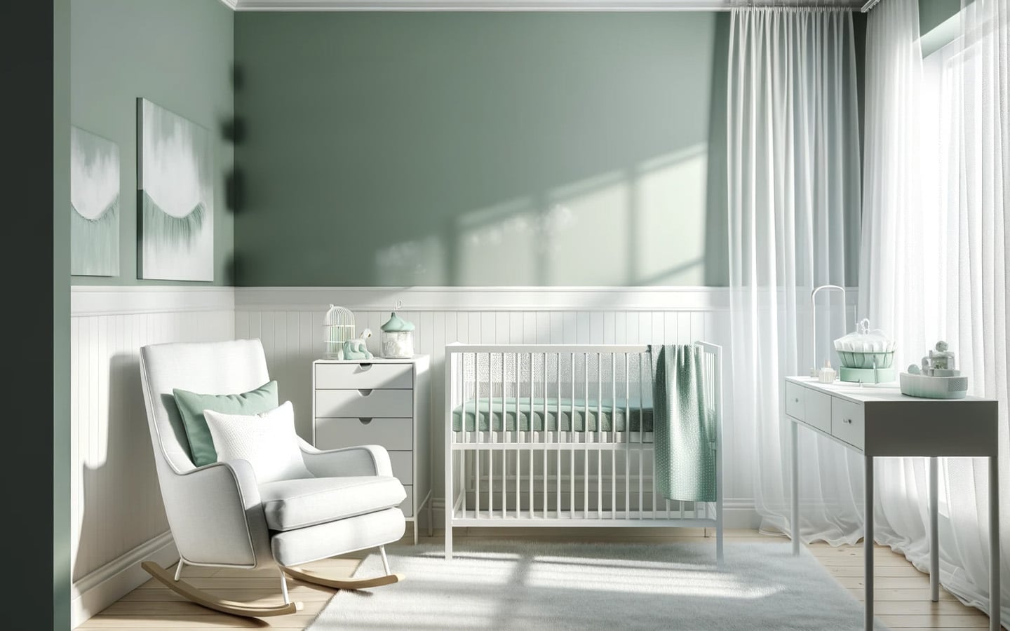 Babykamer mintgroen en wit