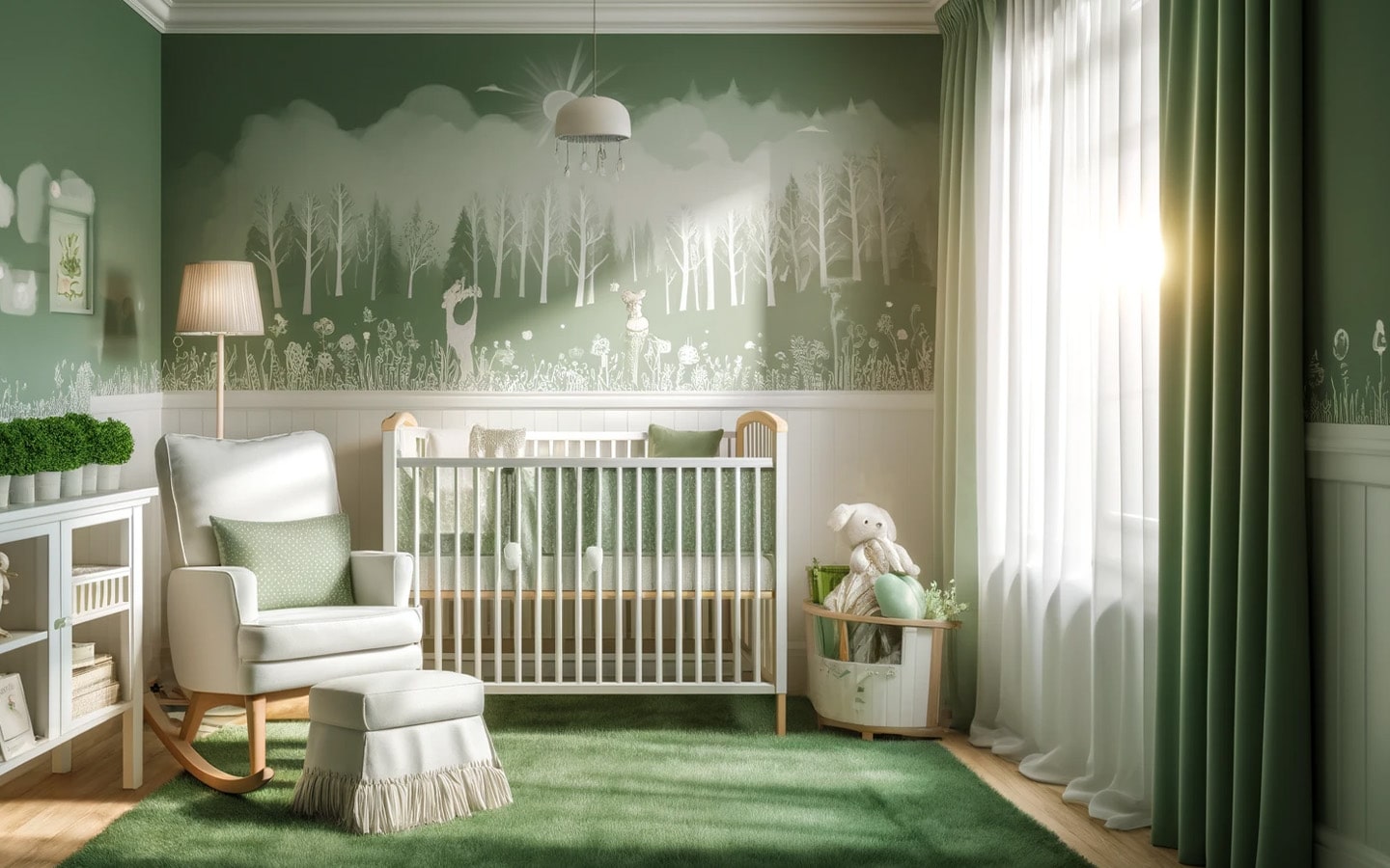 Gezellige groene babykamer