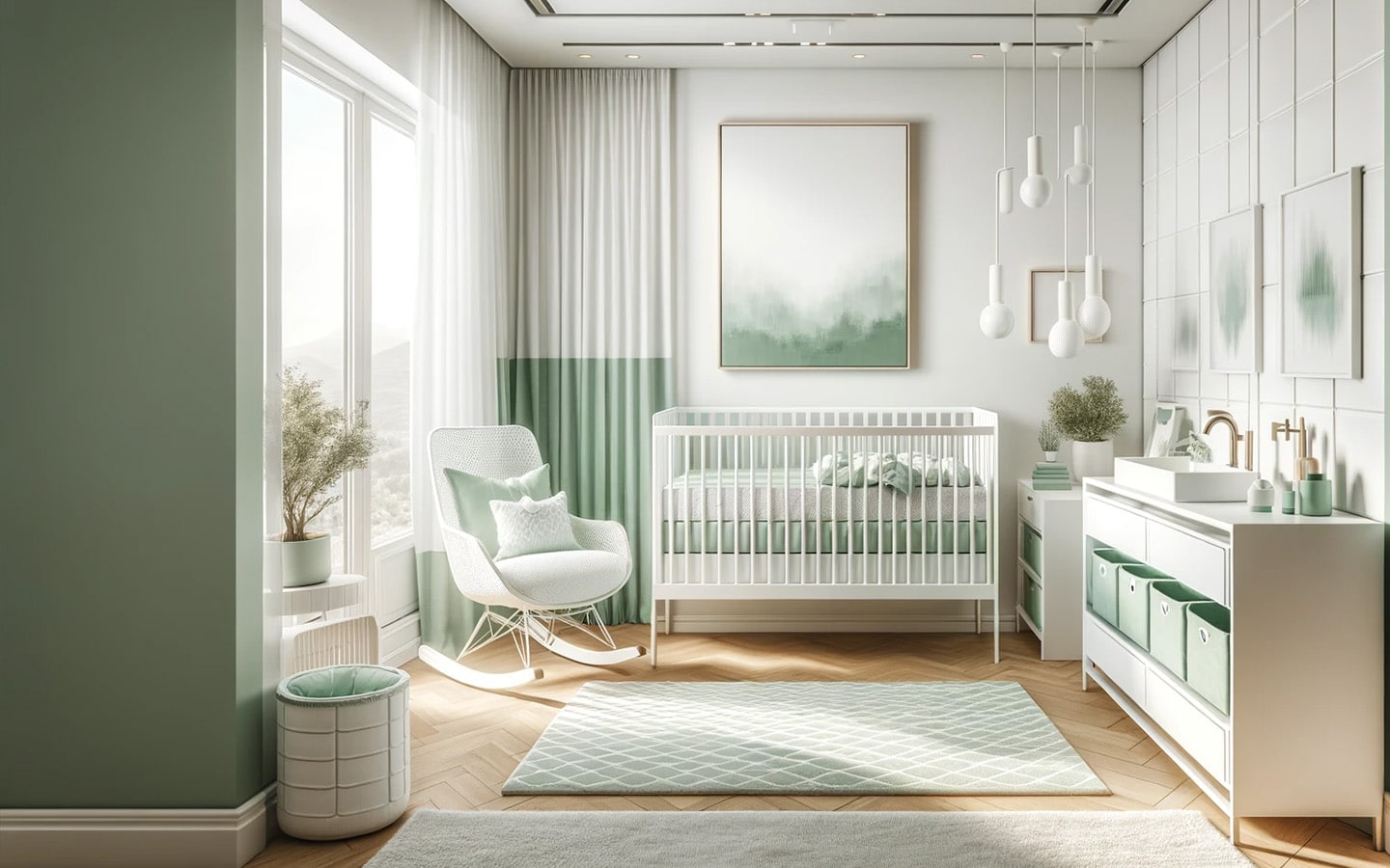 Luxe mintgroene babykamer
