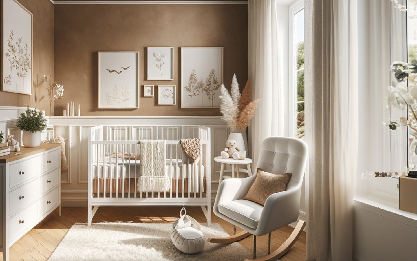 Lichte babykamer aardetinten