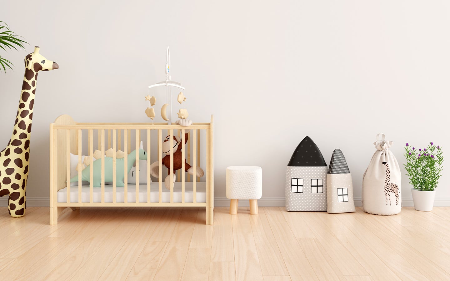 Kinderkamer met dierenknuffels