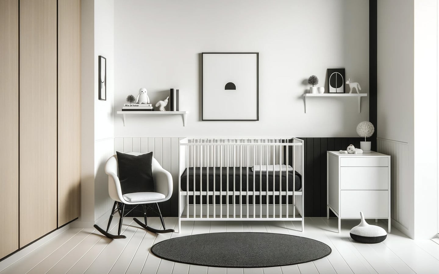 Babykamer met zwart en wit