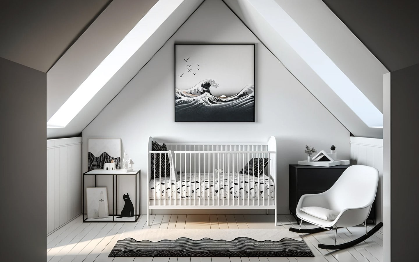 Kleine zwarte babykamer