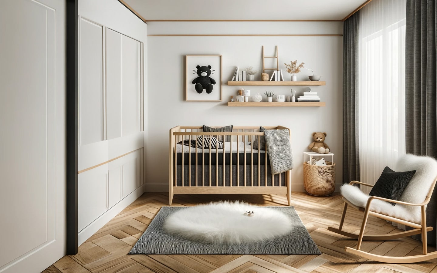 Rustige kamer met zwarte tinten