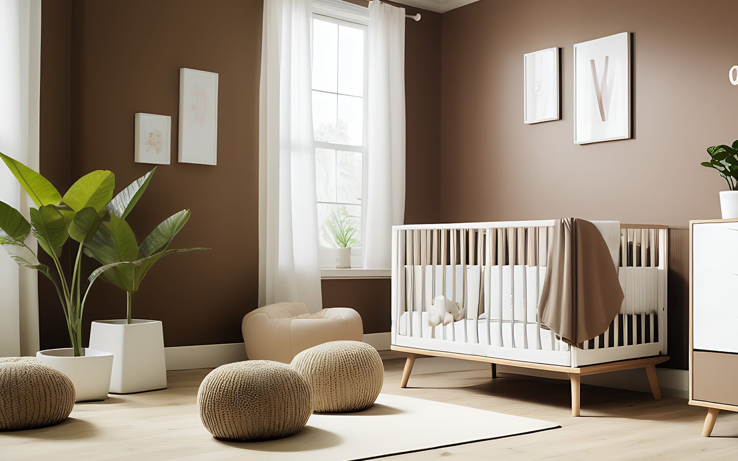 Grote kamer voor baby in bruin