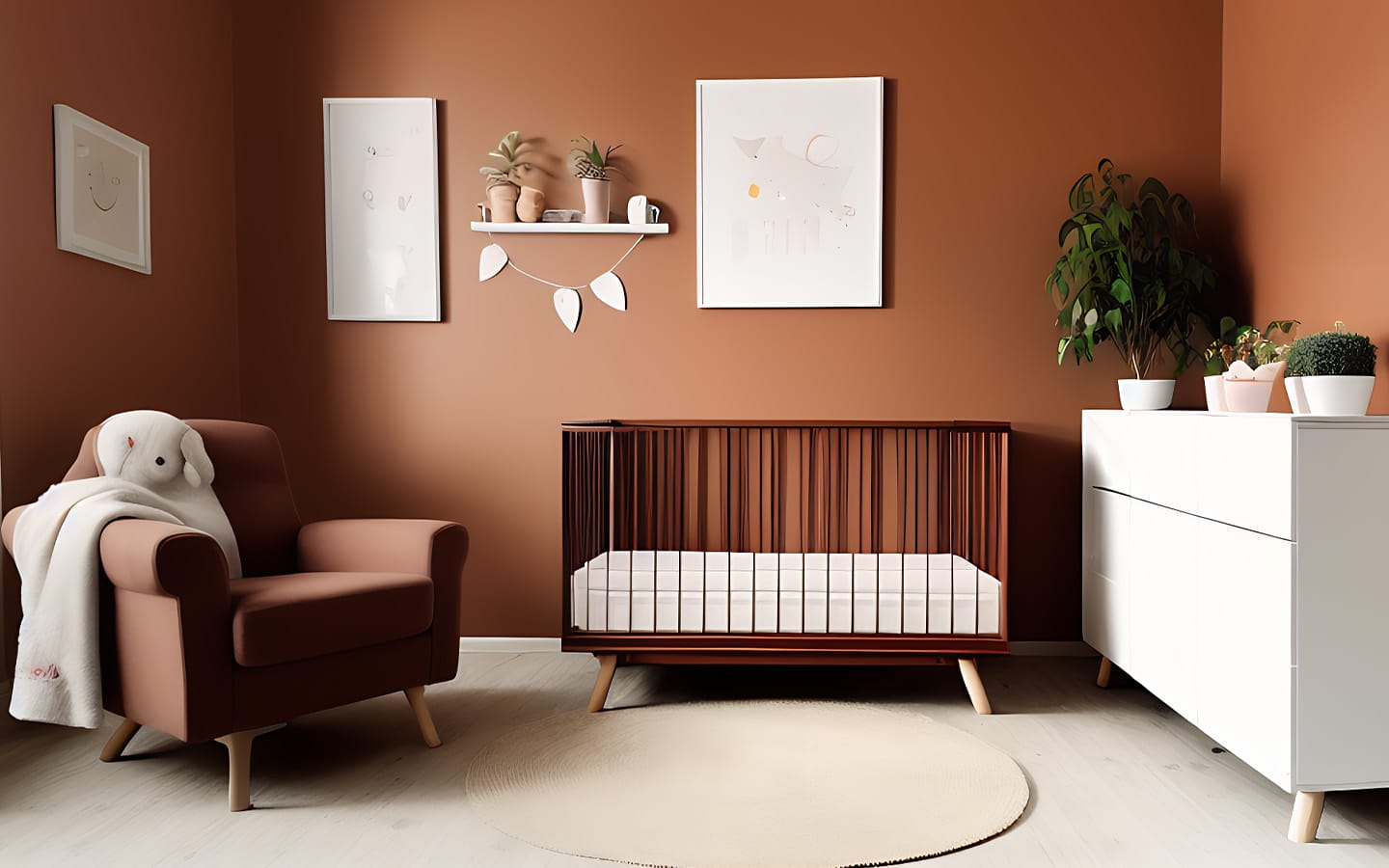 Kleine roestbruine babykamer