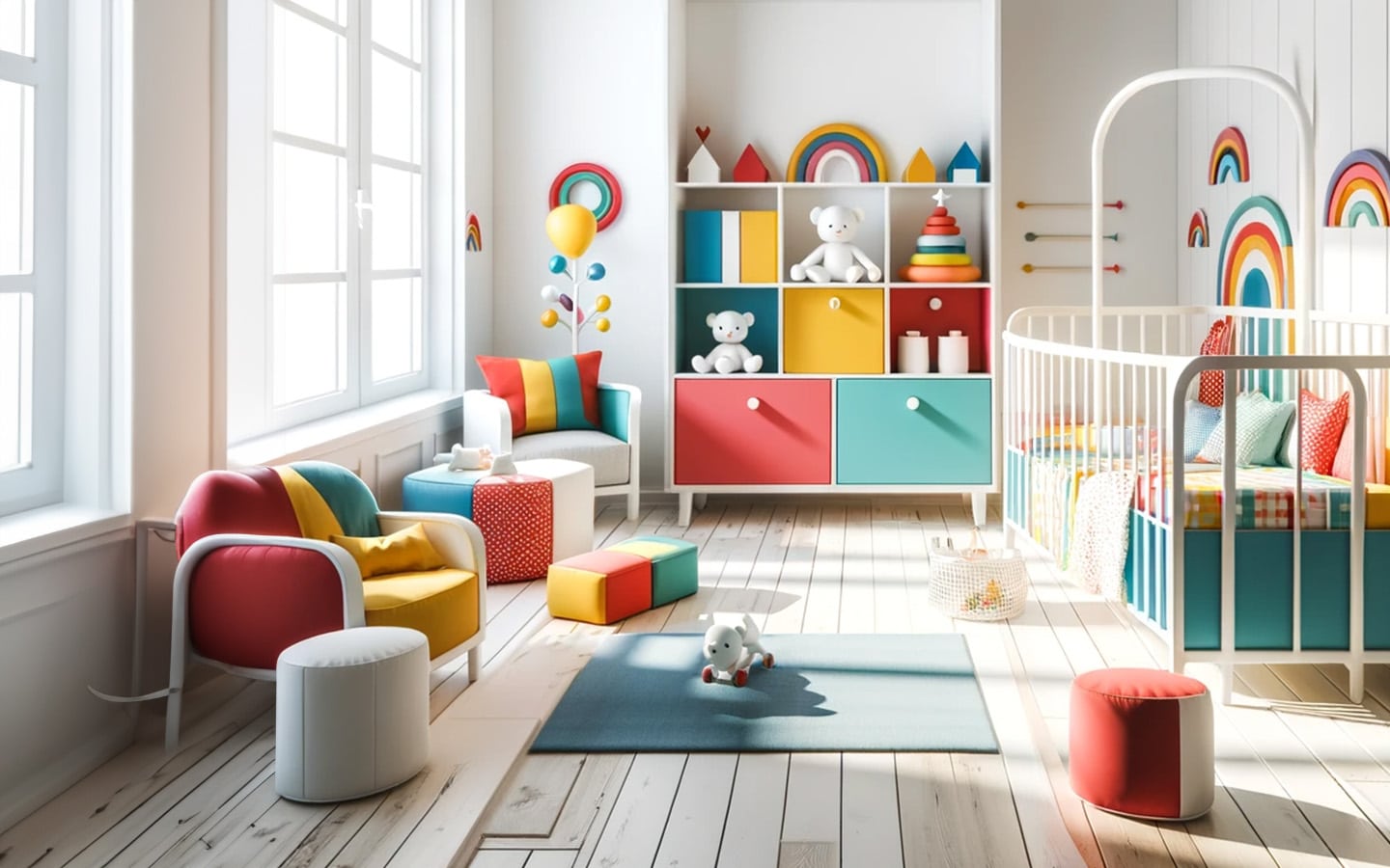 Babykamer wit en kleuren