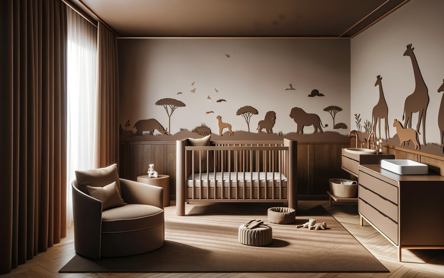 Bruine safari babykamer