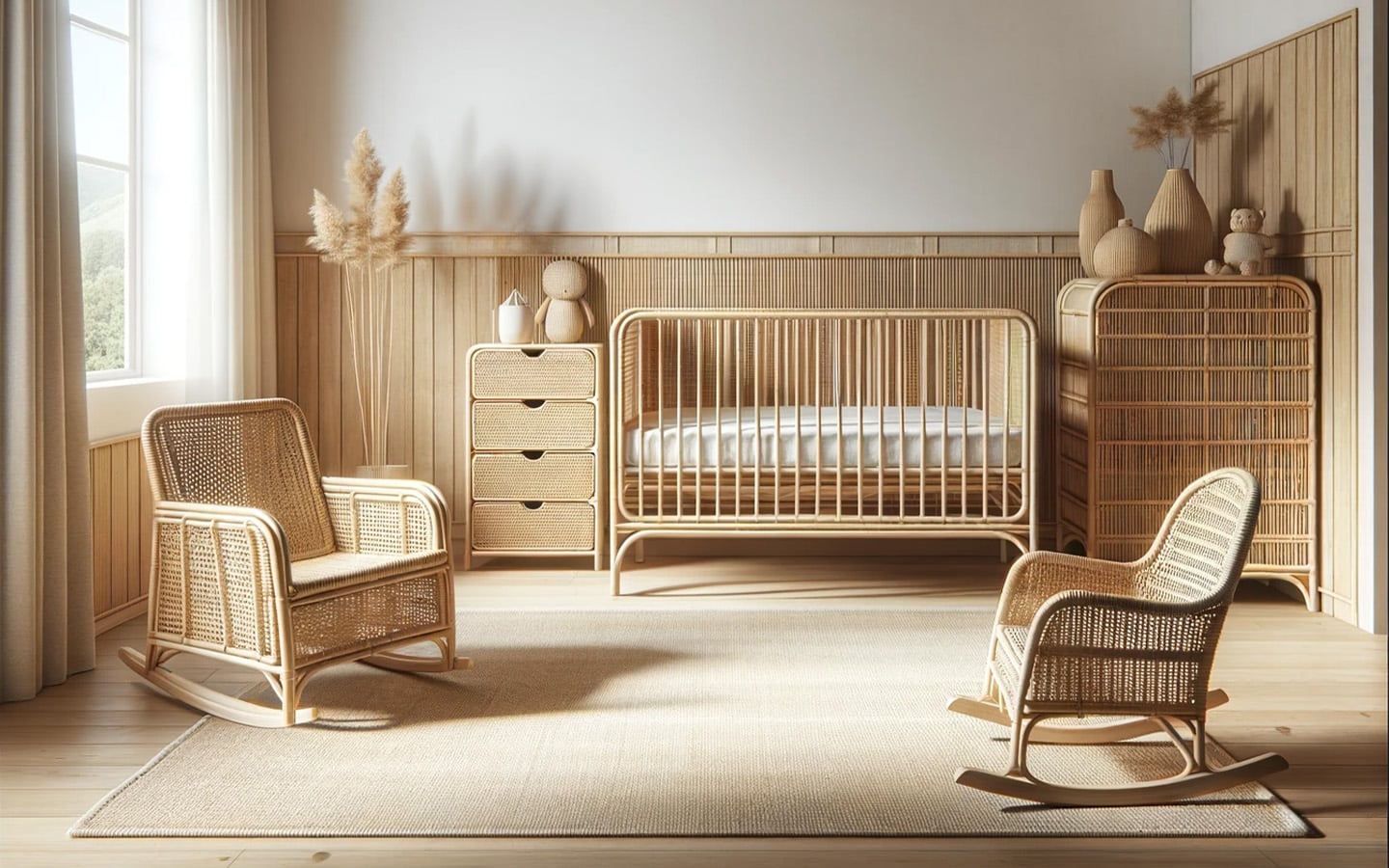 Kamer baby met rotan meubels