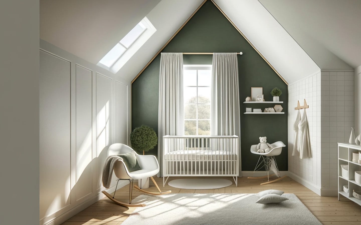 Kleine babykamer natuurtinten olijfgroen