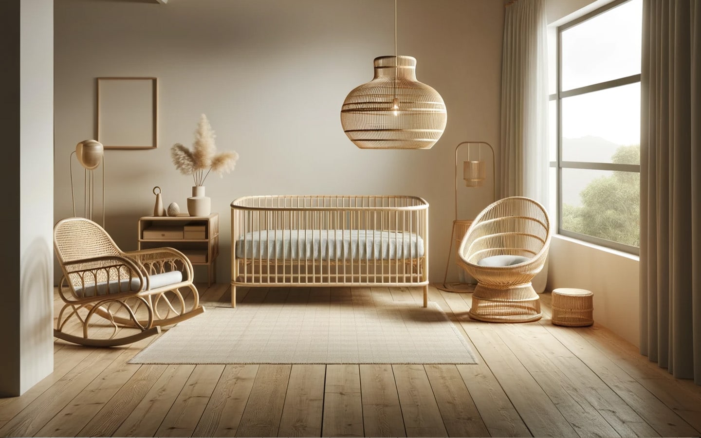 Rotan lamp babykamer