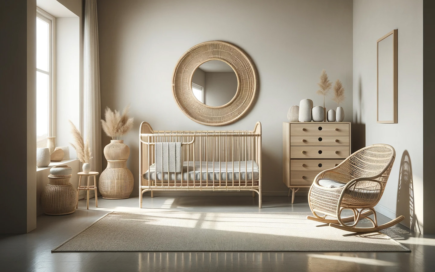Rotan spiegel babykamer