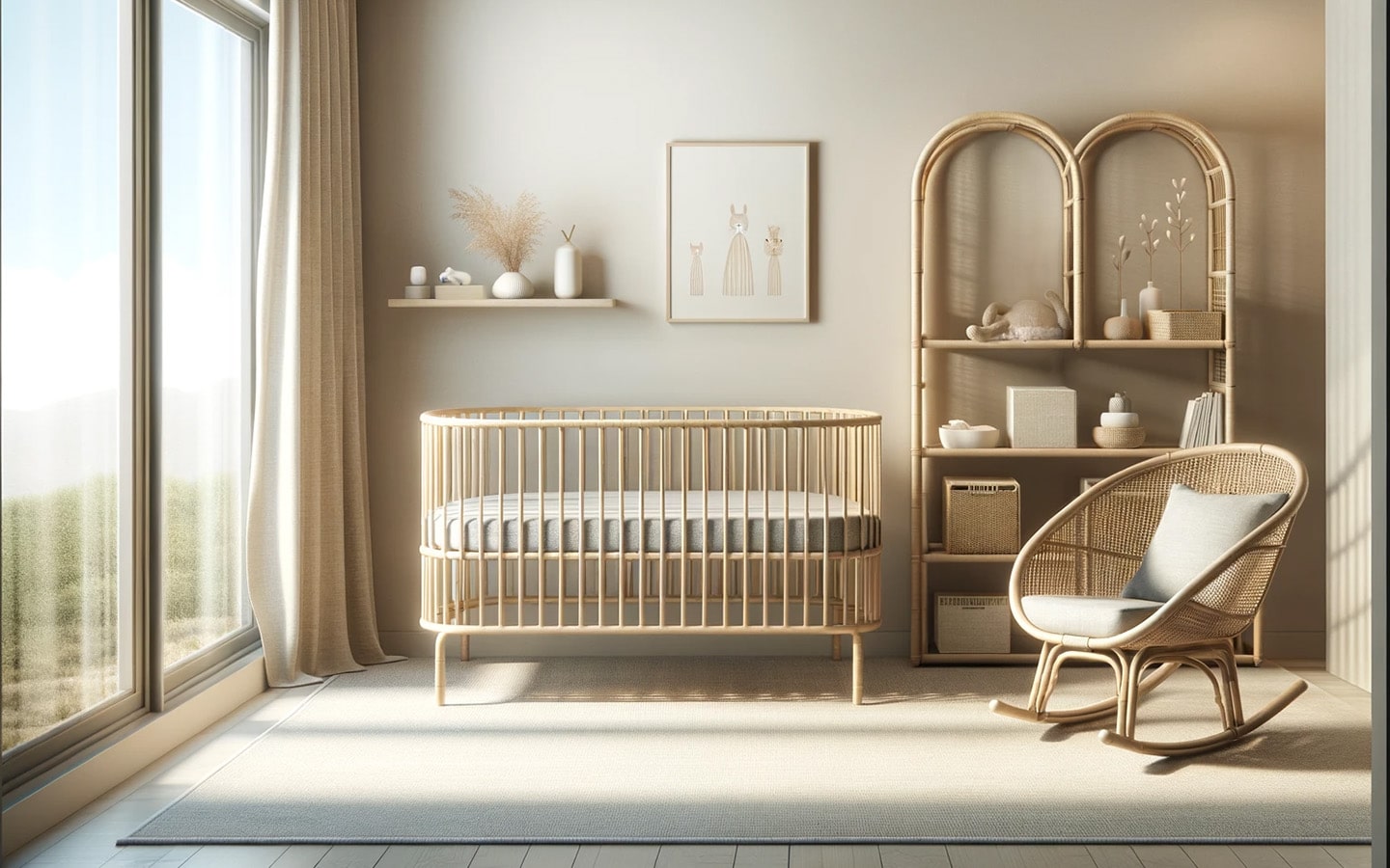 Rustige babykamer met rotan